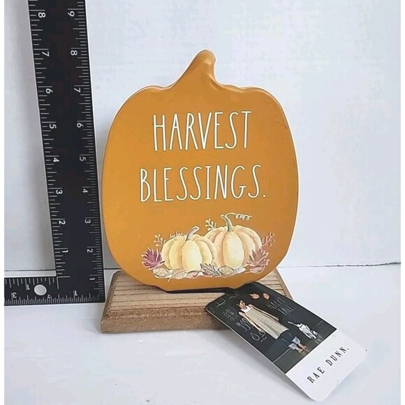 Rae Dunn Pumpkin Fall Decor Shelf Sitter Thanksgiving Sign Harvest Blessings G - Picture 9 of 13